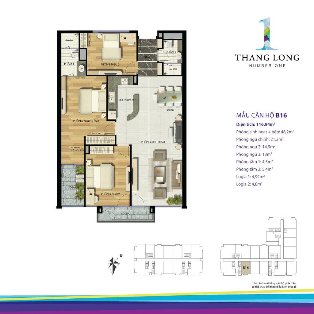 thiết kế căn hộ chung cư thăng long number one căn b16