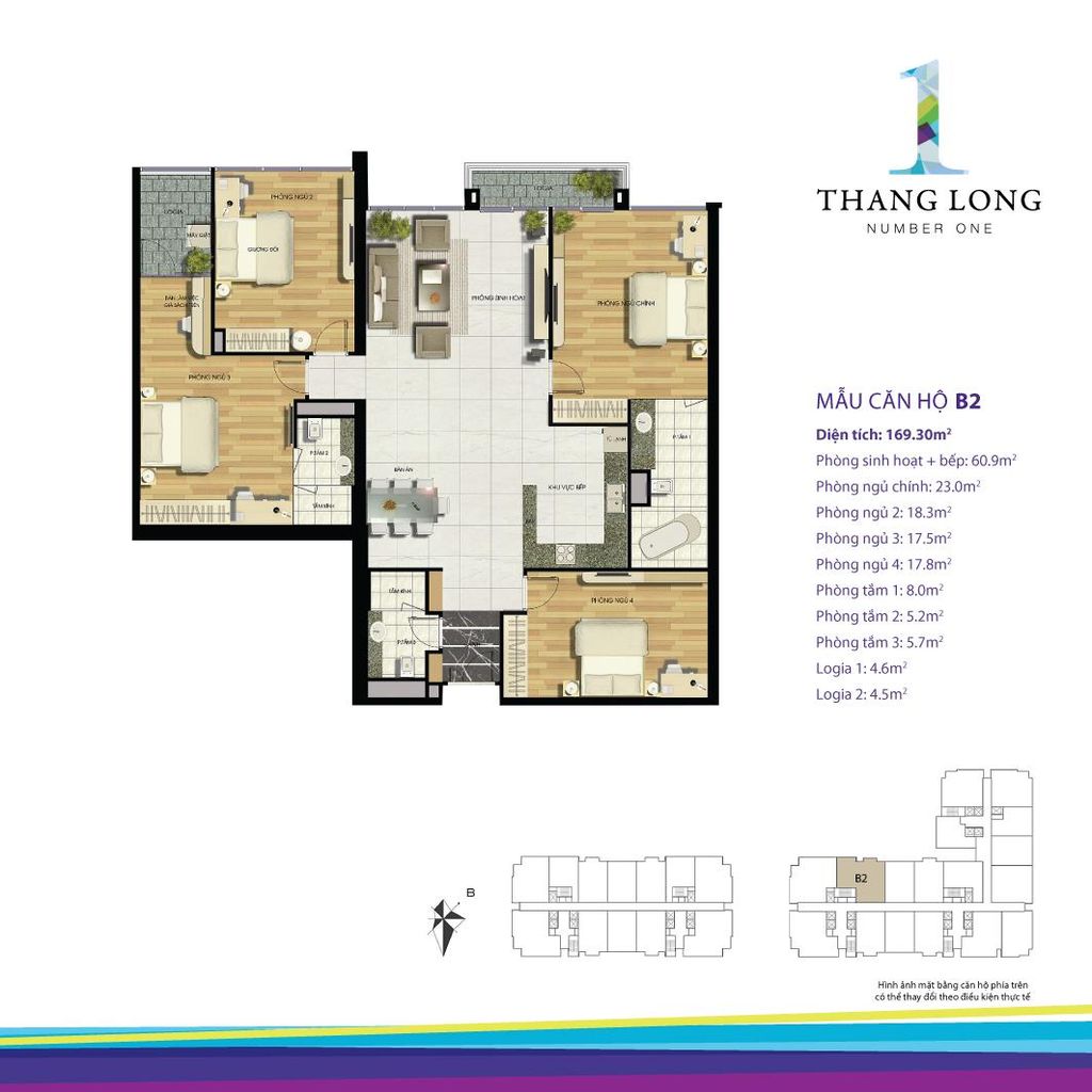 thiết kế căn hộ chung cư thăng long number one căn b2