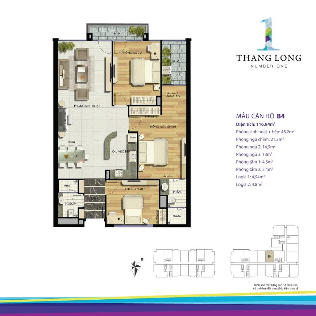 thiết kế căn hộ chung cư thăng long number one căn b4