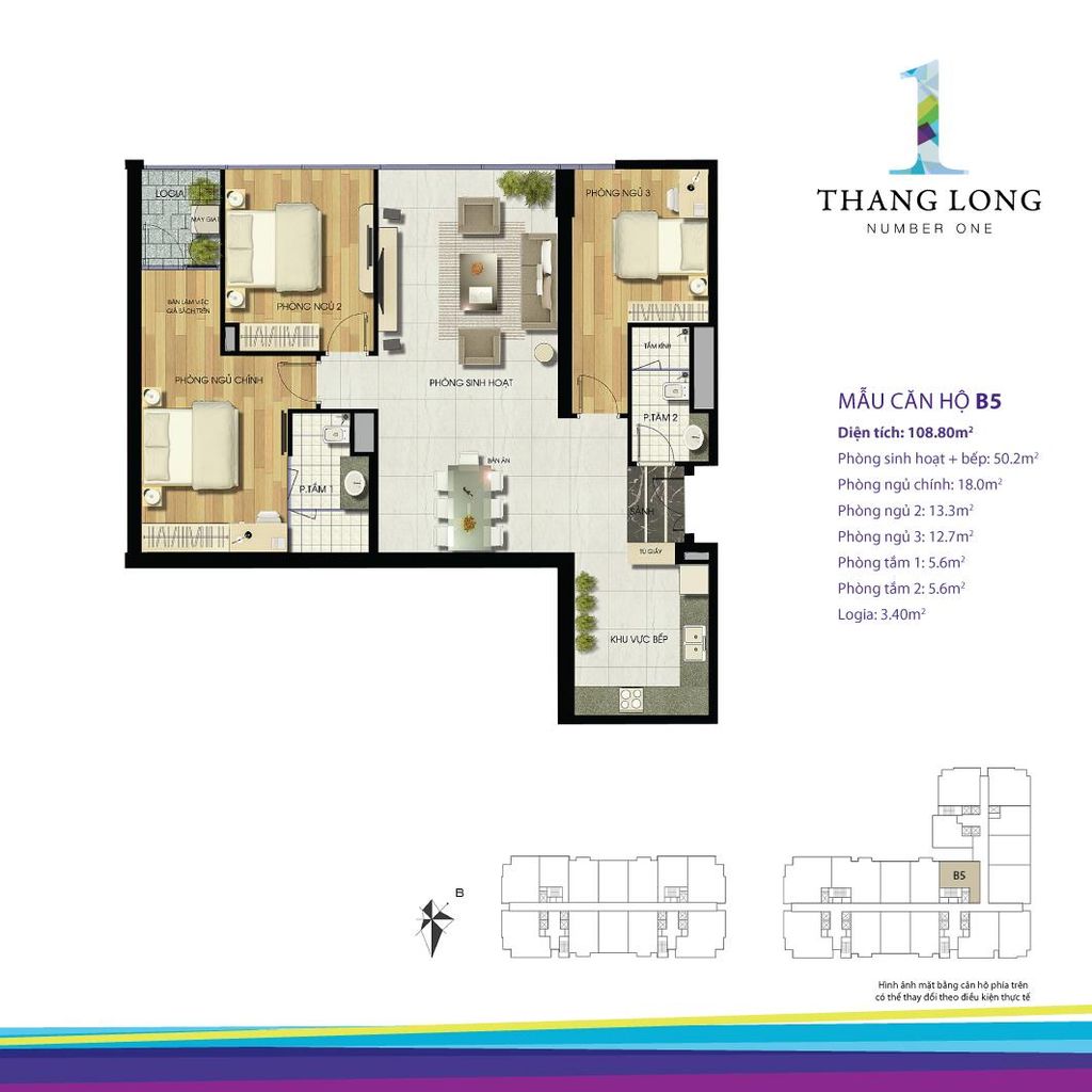 thiết kế căn hộ chung cư thăng long number one căn b5