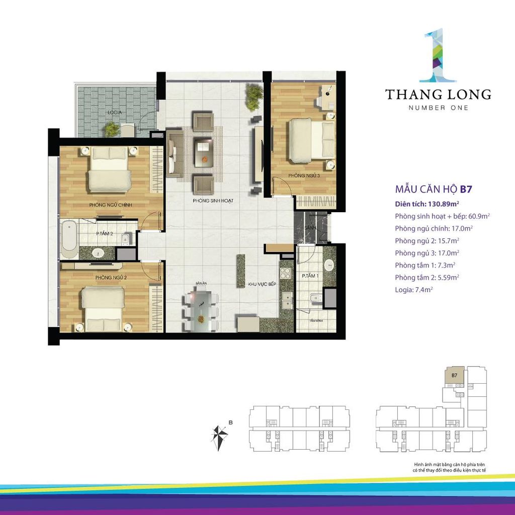 thiết kế căn hộ chung cư thăng long number one căn b7