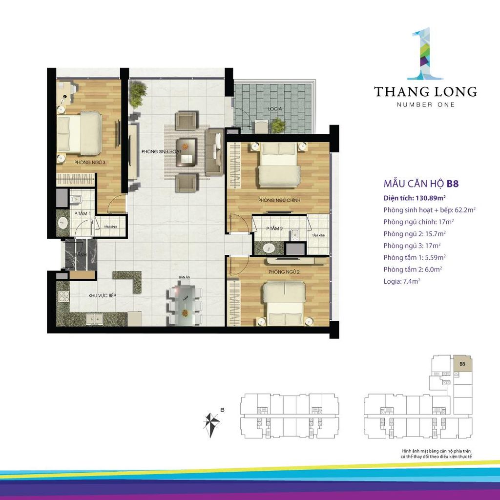 thiết kế căn hộ chung cư thăng long number one căn b8