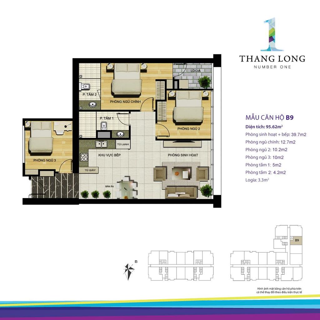thiết kế căn hộ chung cư thăng long number one căn b9