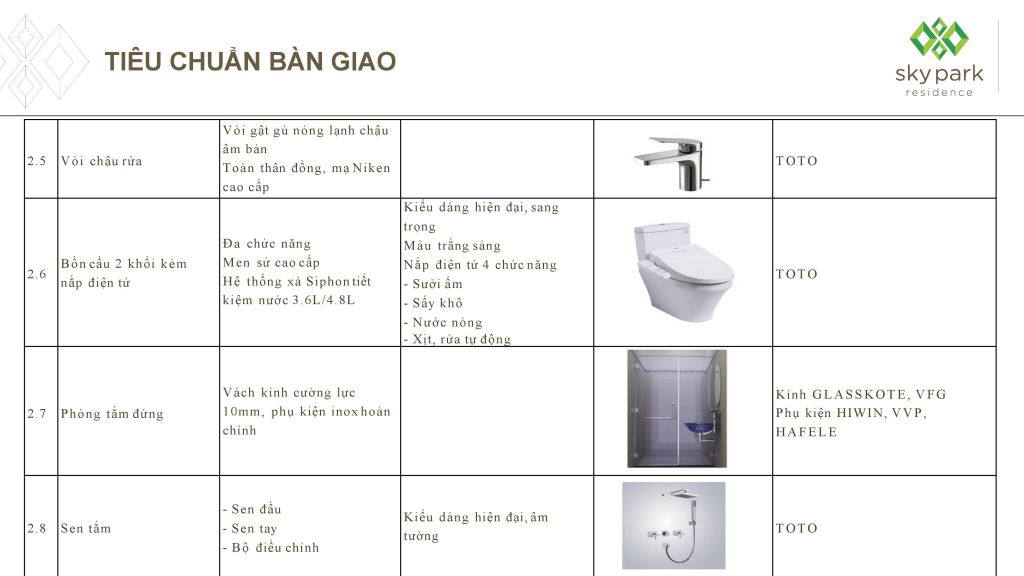 nội thất bàn giao chung cư sky park