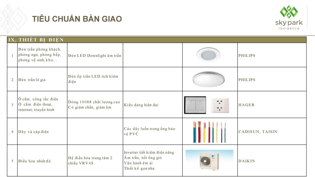 nội thất bàn giao chung cư sky park