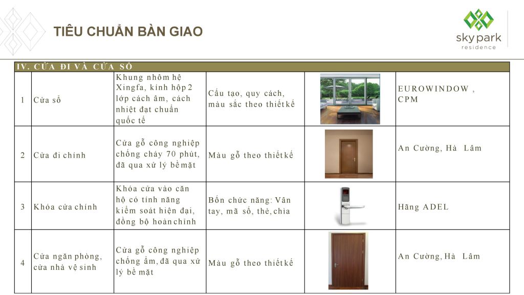 nội thất bàn giao chung cư sky park