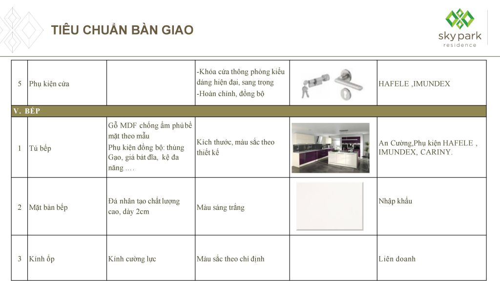 nội thất bàn giao chung cư sky park