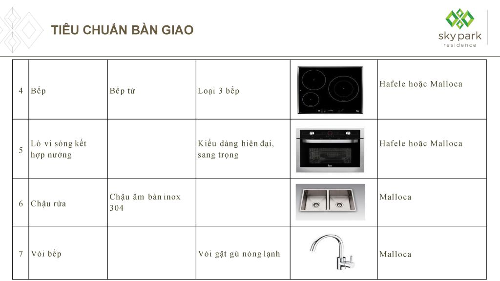 nội thất bàn giao chung cư sky park