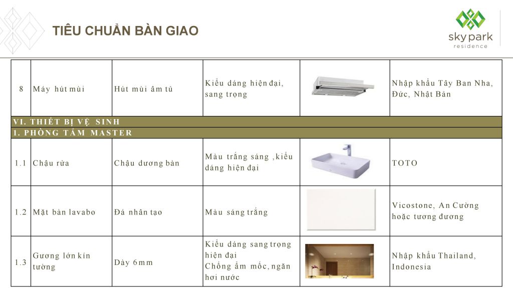 nội thất bàn giao chung cư sky park