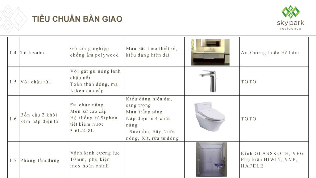 nội thất bàn giao chung cư sky park