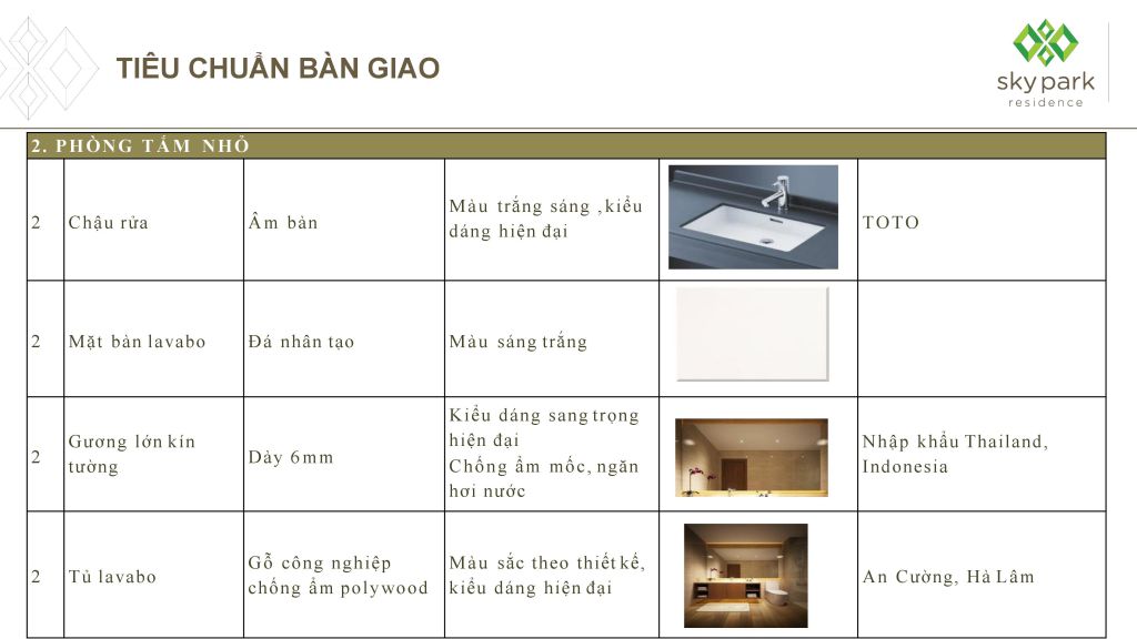 nội thất bàn giao chung cư sky park