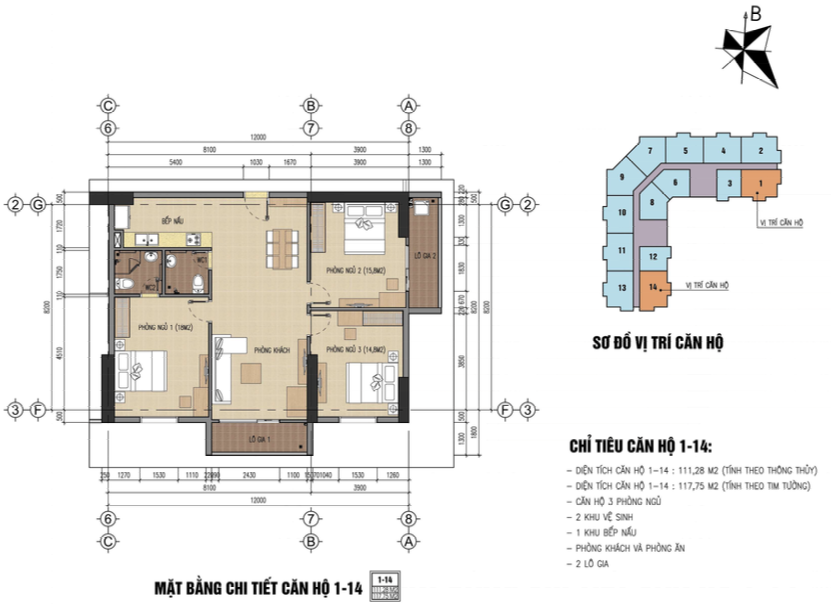 thiết kế chung cư thăng long city căn 1,14