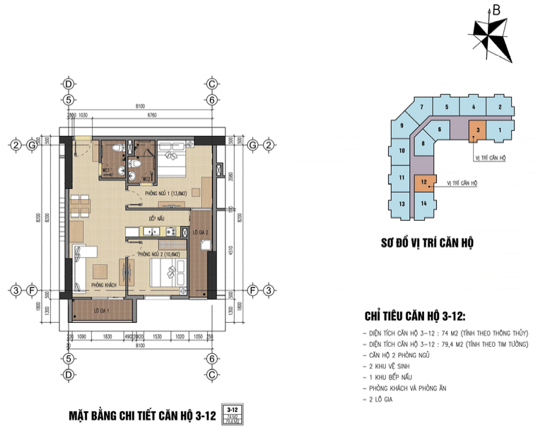 thiết kế chung cư thăng long city căn 3,12