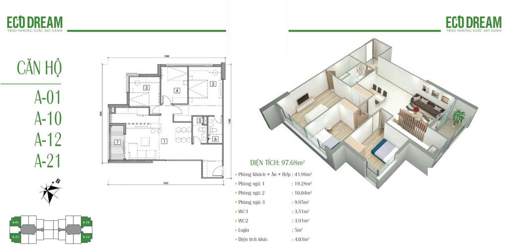 thiết kế căn hộ eco dream