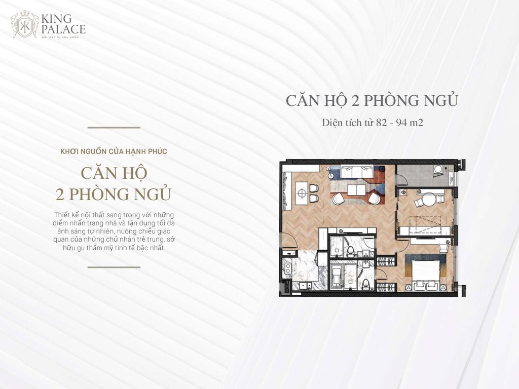 căn hộ 2 phòng ngủ chung cư king palace