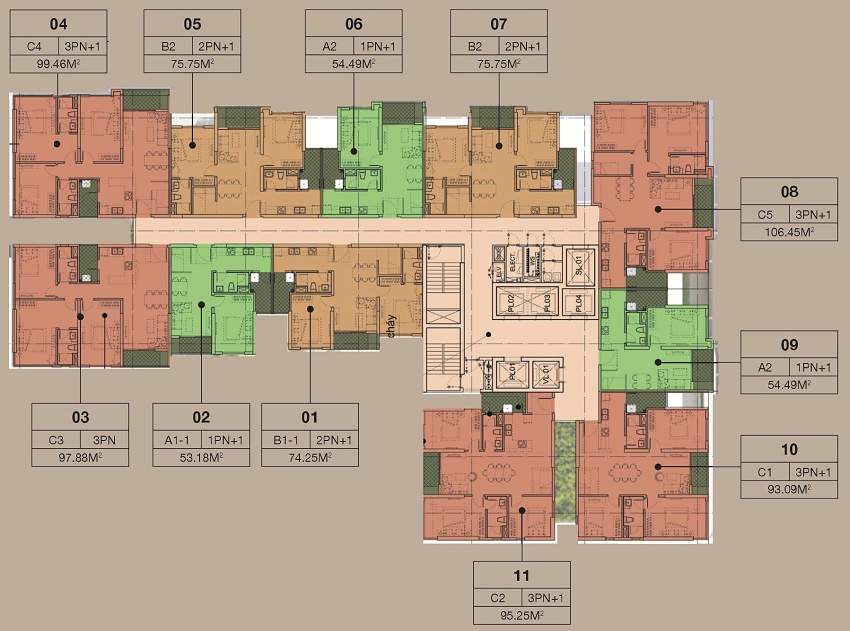 mặt bằng chung cư the zen residence tòa a