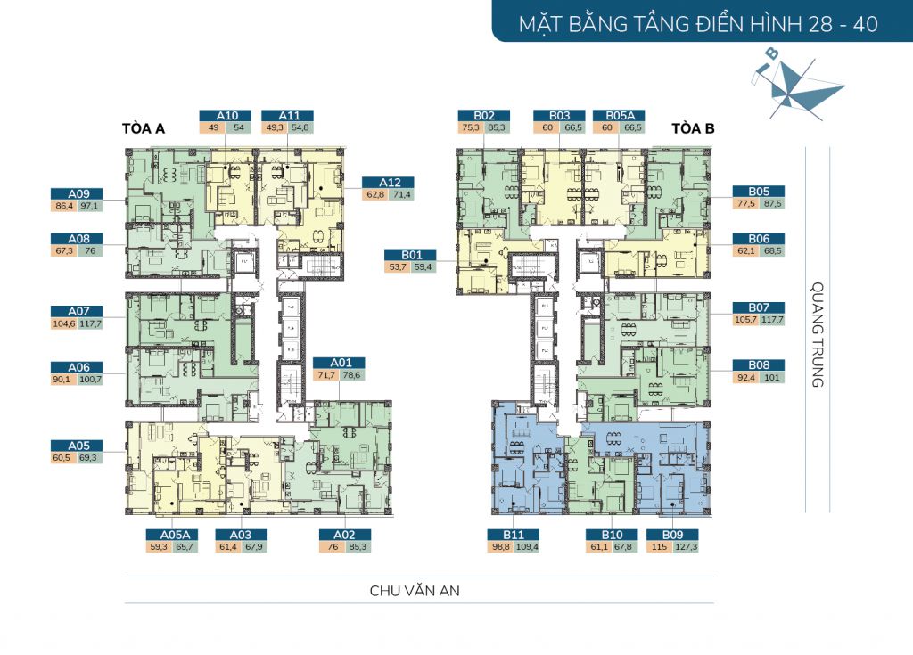 mặt bằng chung cư hatay millennium tầng 28-40