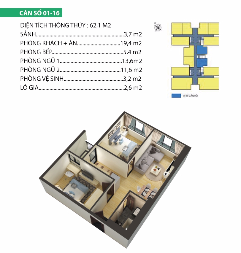 thiết kế chung cư housinco premium căn 1,16