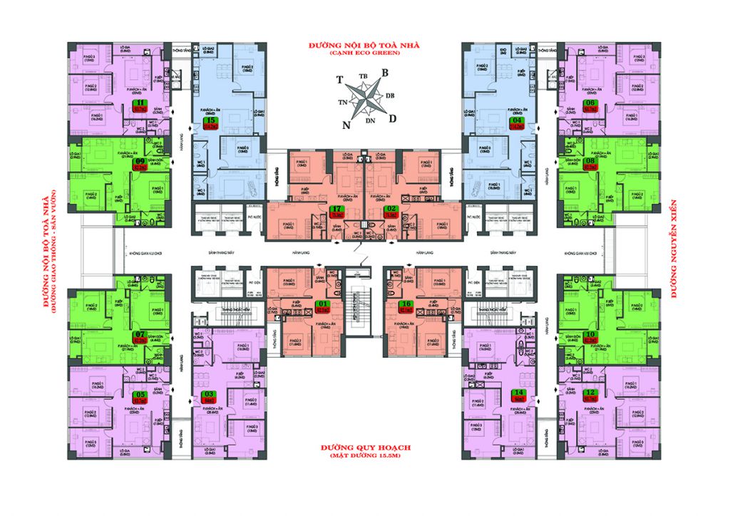 mặt bằng chung cư housinco premium tầng 3 - 7