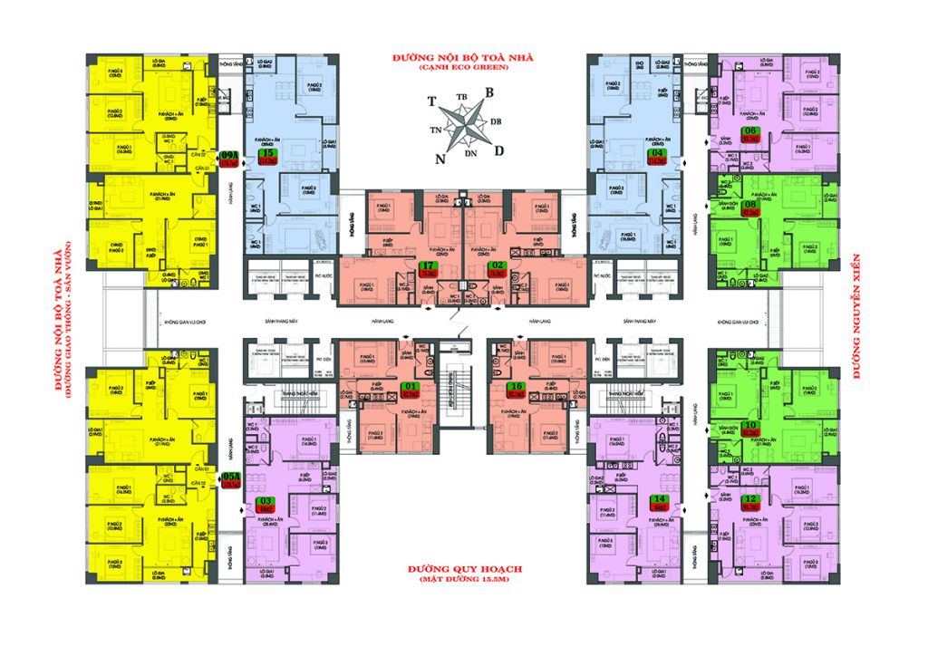 mặt bằng chung cư housinco premium tầng 8 - 22