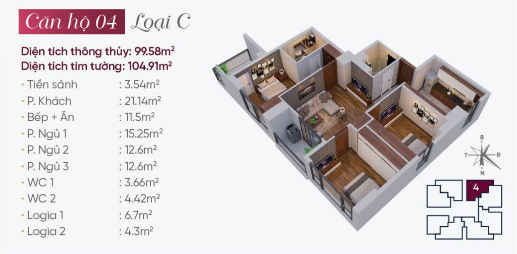 thiết kế căn hộ 04 tây hồ golden land