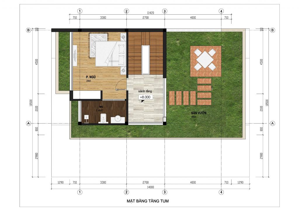 thiết kế boutique garden villas flamingo night street