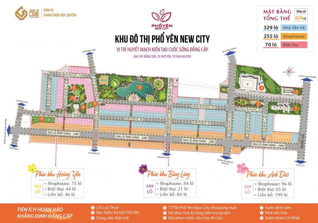 mặt bằng dự án phổ yên new city