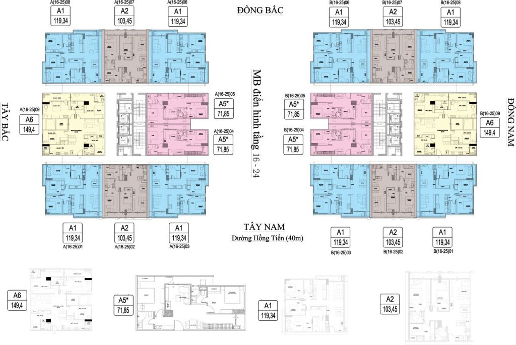 mặt bằng chung cư hc golden city tầng 16-24