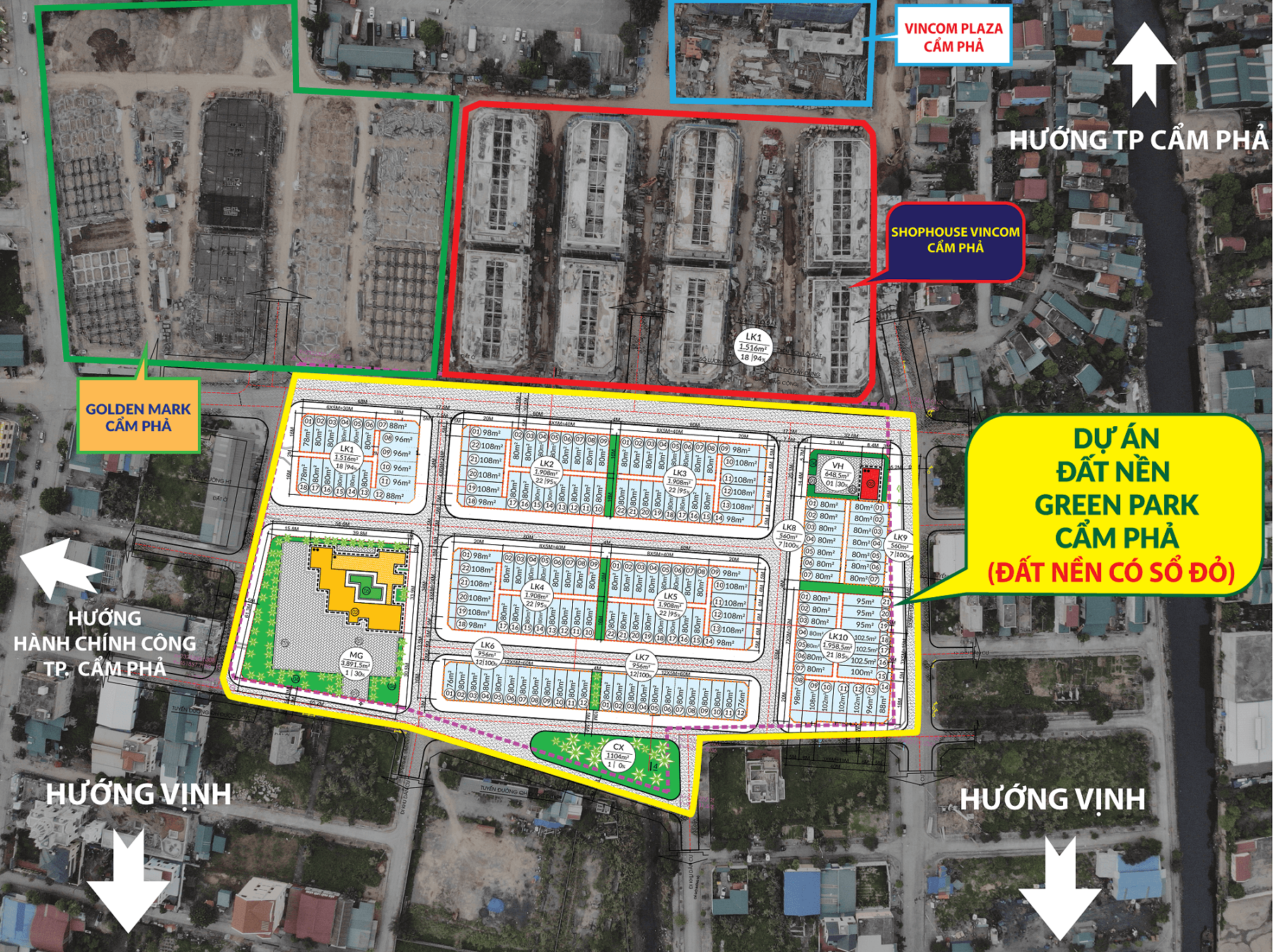 mặt bằng đất nền green park cẩm phả