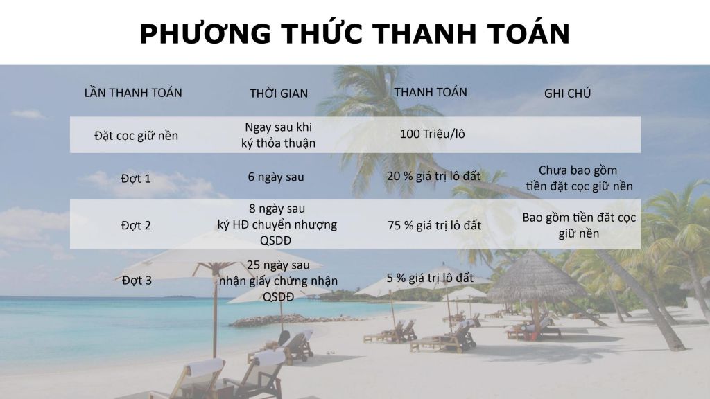 tiến độ thanh toán dự án cam lâm diamond