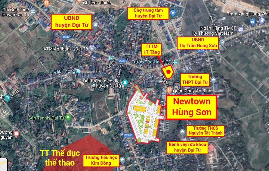vị trí dự án newtown hùng sơn thái nguyên