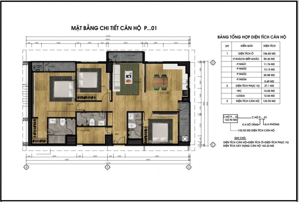 thiết kế chung cư ct5 lê đức thọ căn p1