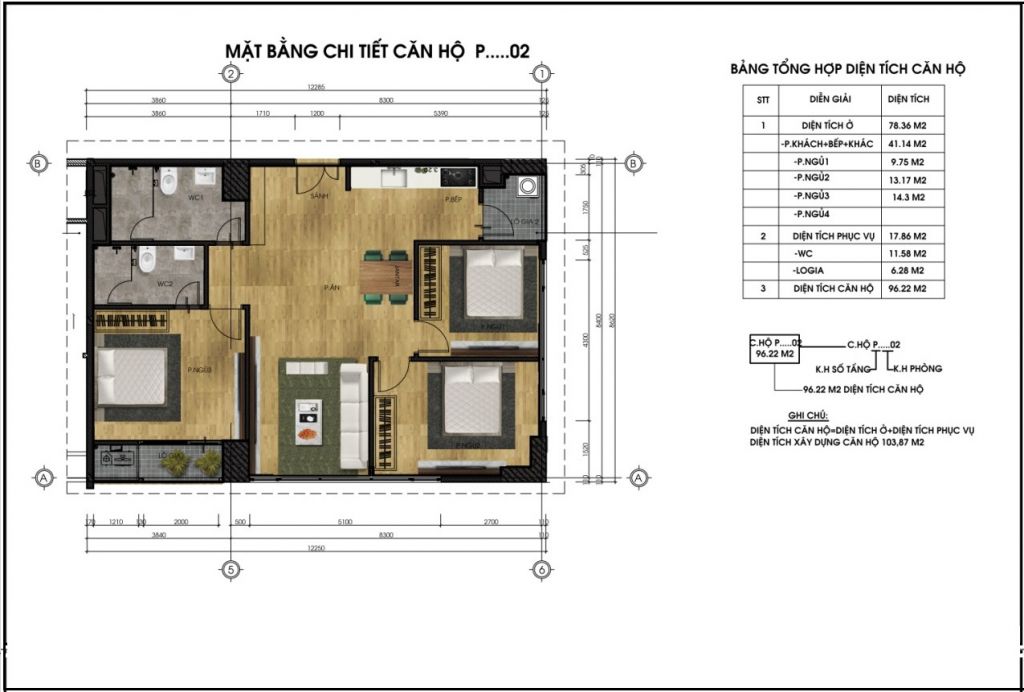 thiết kế chung cư ct5 lê đức thọ căn p2