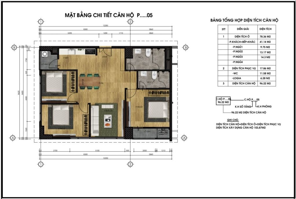 thiết kế chung cư ct5 lê đức thọ căn p5
