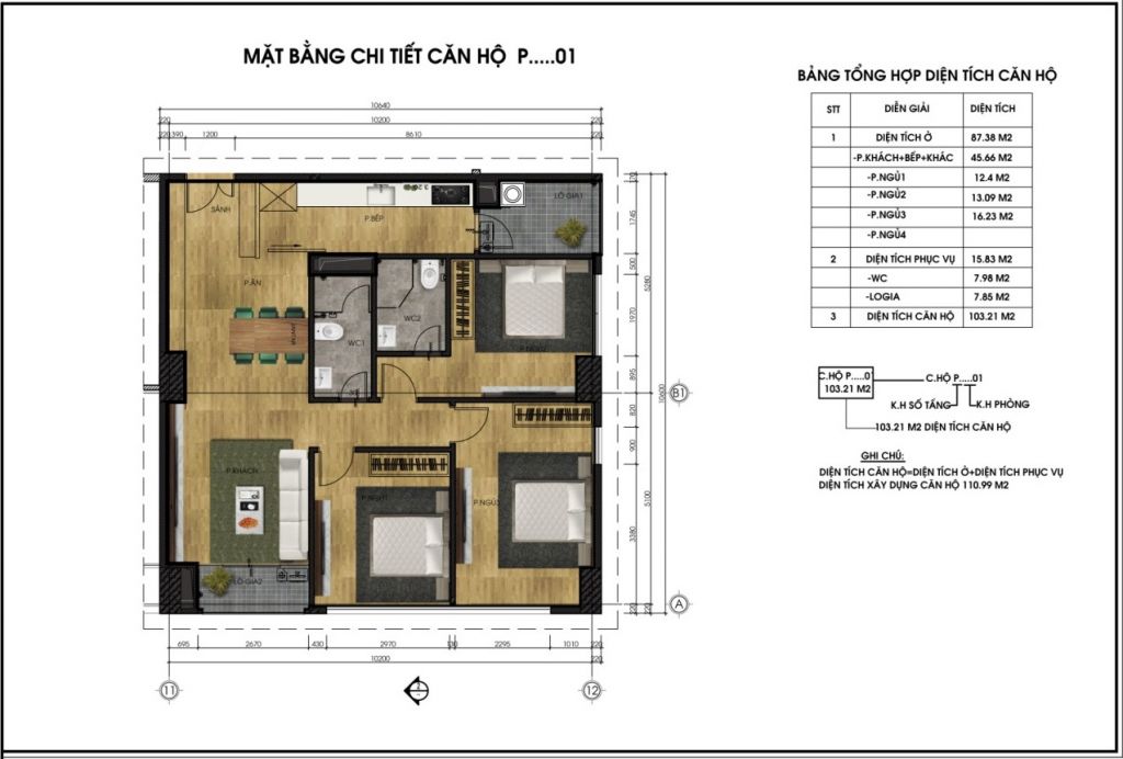 thiết kế chung cư ct6 lê đức thọ căn p1