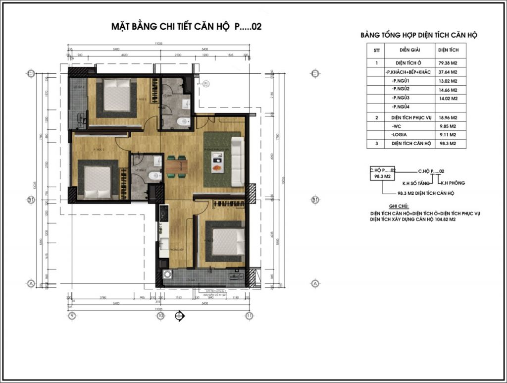 thiết kế chung cư ct6 lê đức thọ căn p2