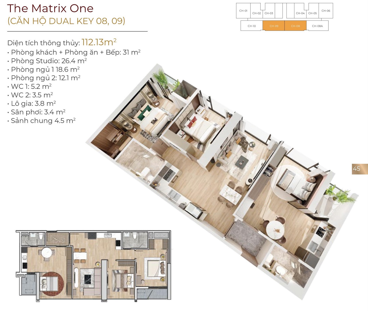 thiết kế chung cư the matrix one căn 08,09
