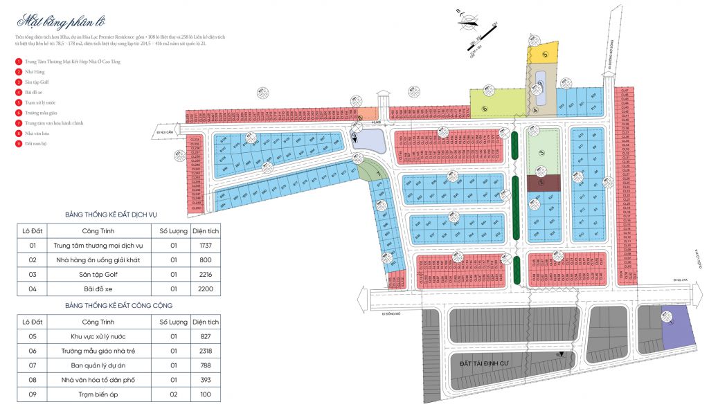 mặt bằng dự án hòa lạc premier residence