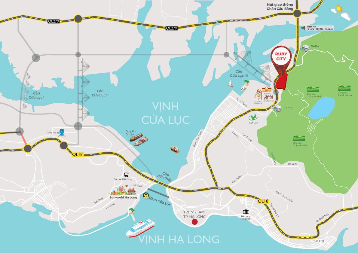 vị trí dự án ruby city hạ long