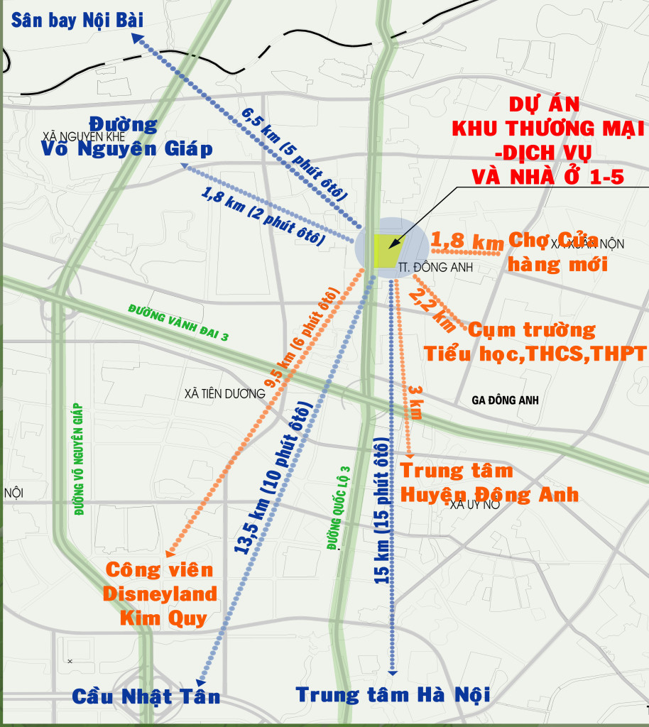 vị trí dự án happy land đông anh