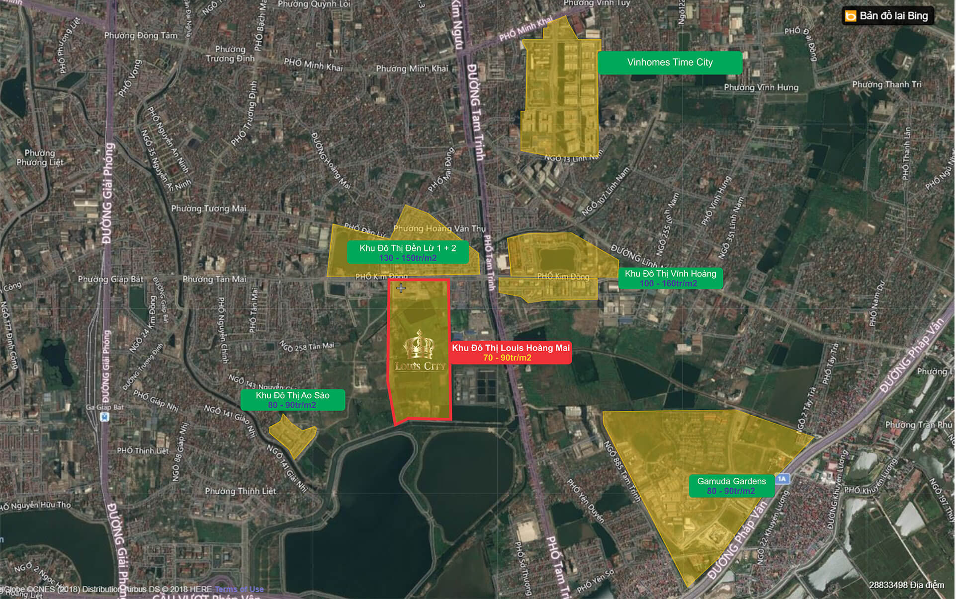 vị trí dự án louis city hoàng mai