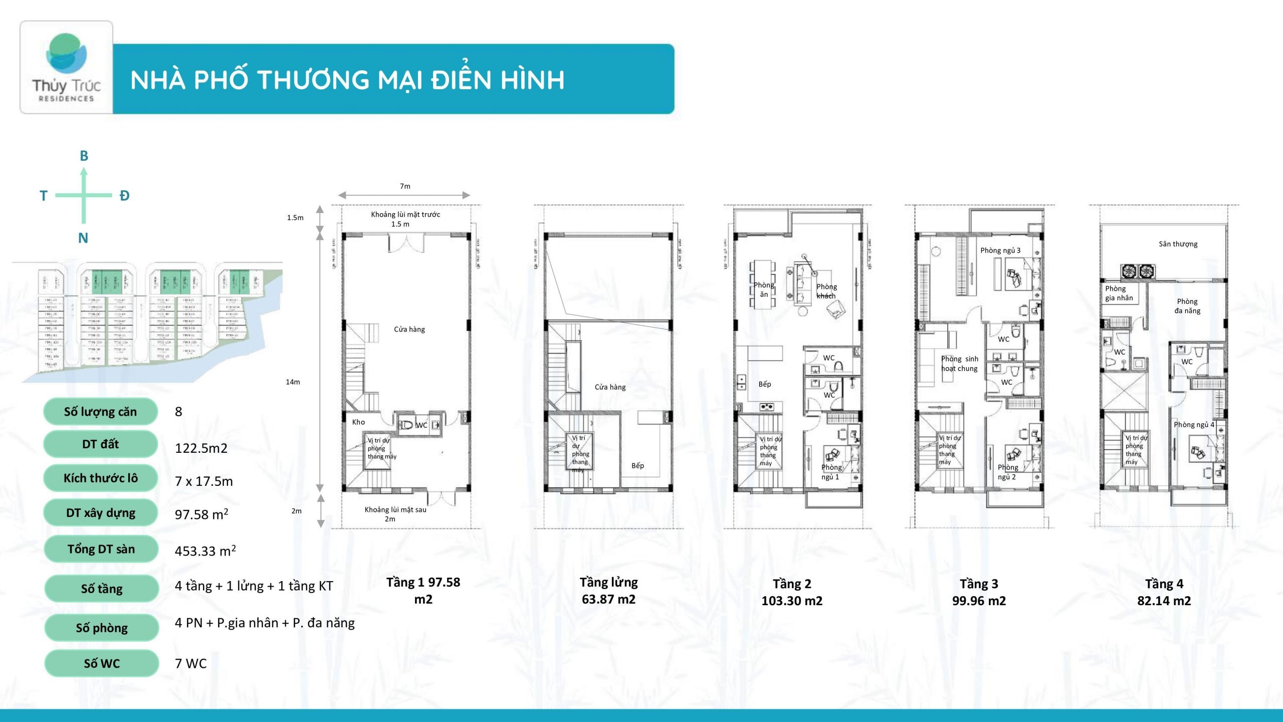 mặt bằng nhà phố thương mại điển hình