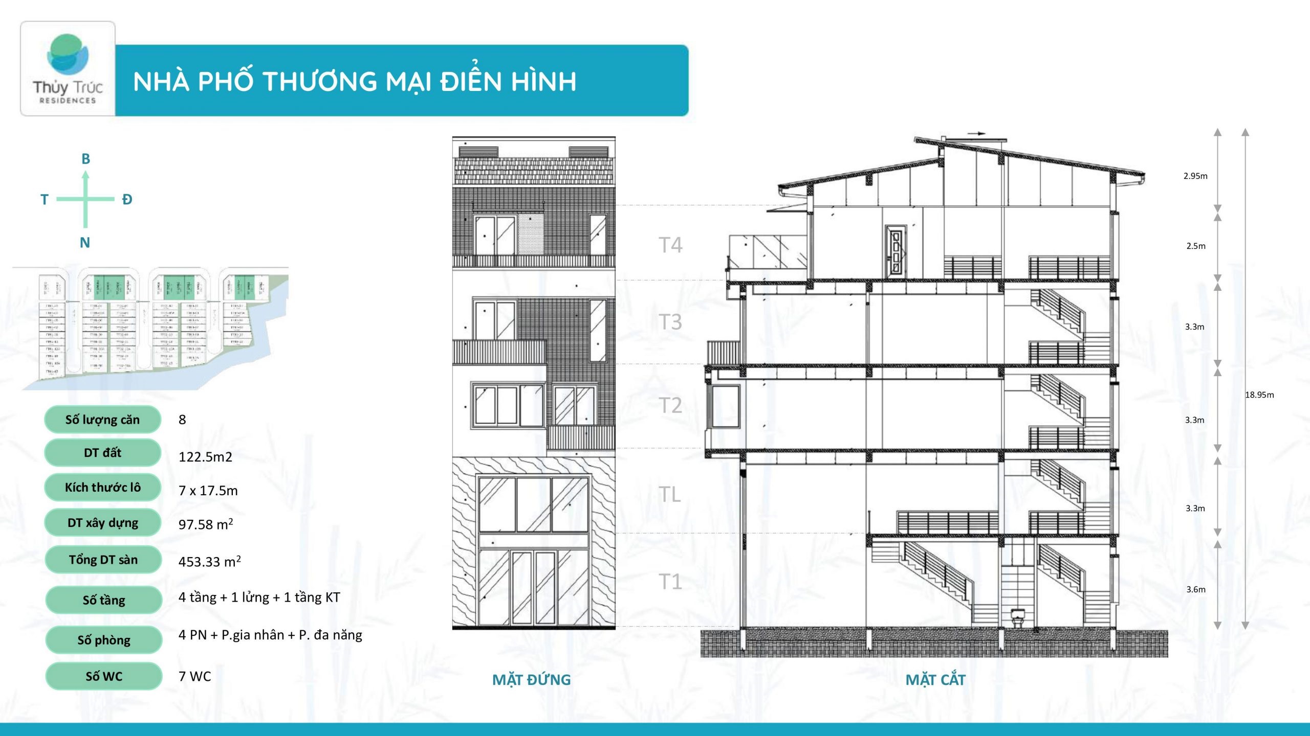 mặt bằng nhà phố thương mại điển hình