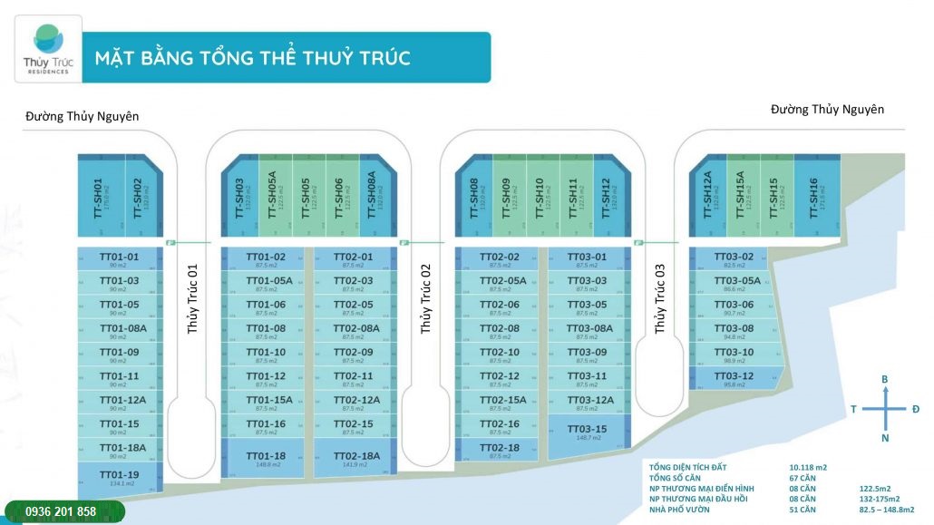 mặt bằng dự án nhà phố thủy trúc residences