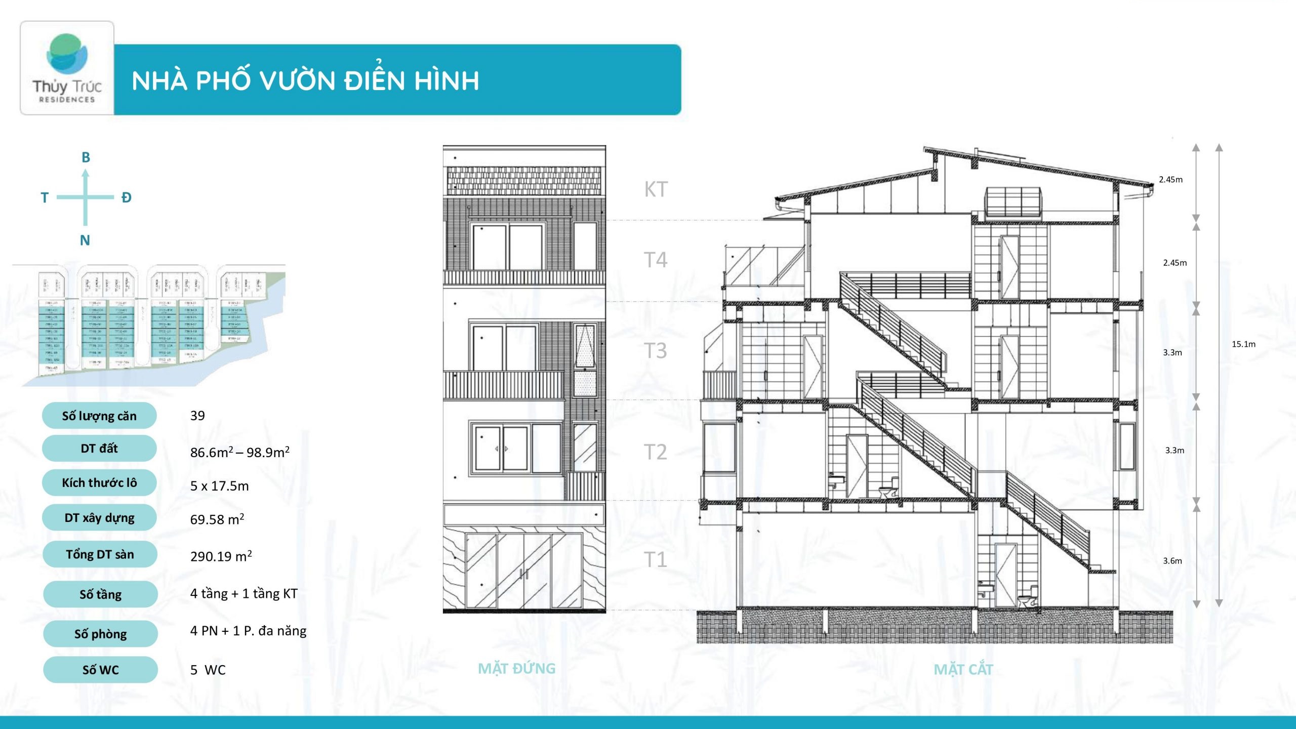 mặt bằng nhà phố vườn điển hình