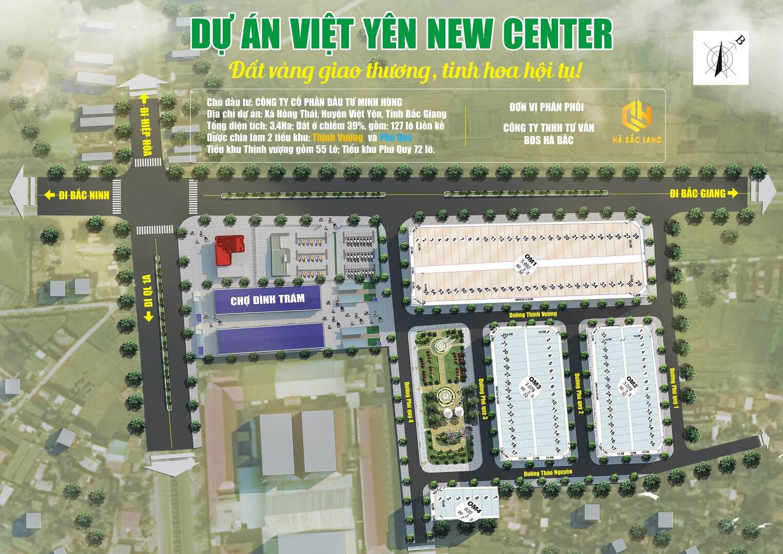 mặt bằng dự án việt yên new center bắc giang