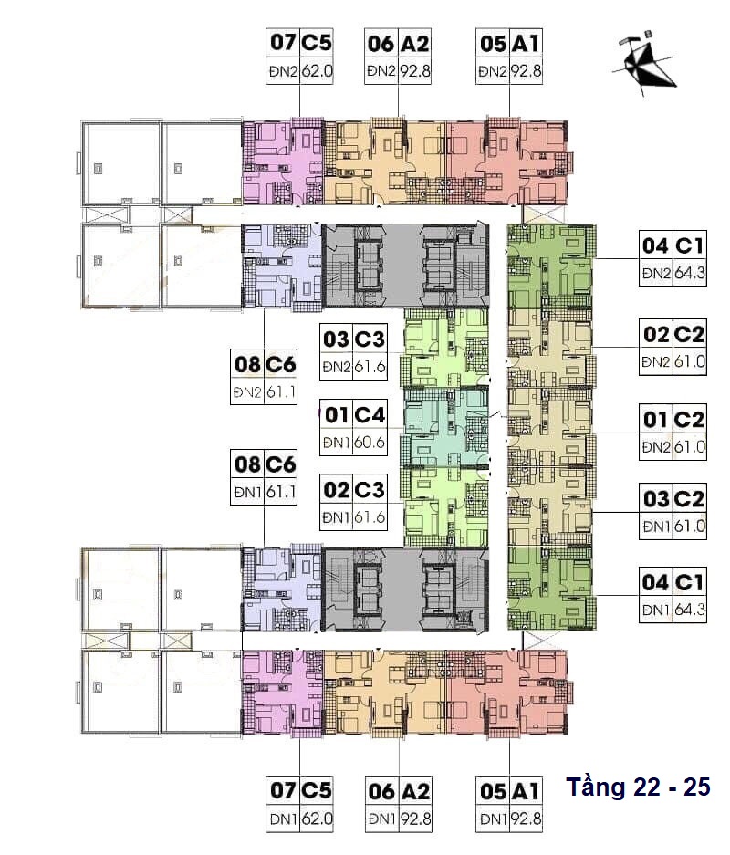 mặt bằng chung cư geleximco southern star giải phóng tầng 22 - 25
