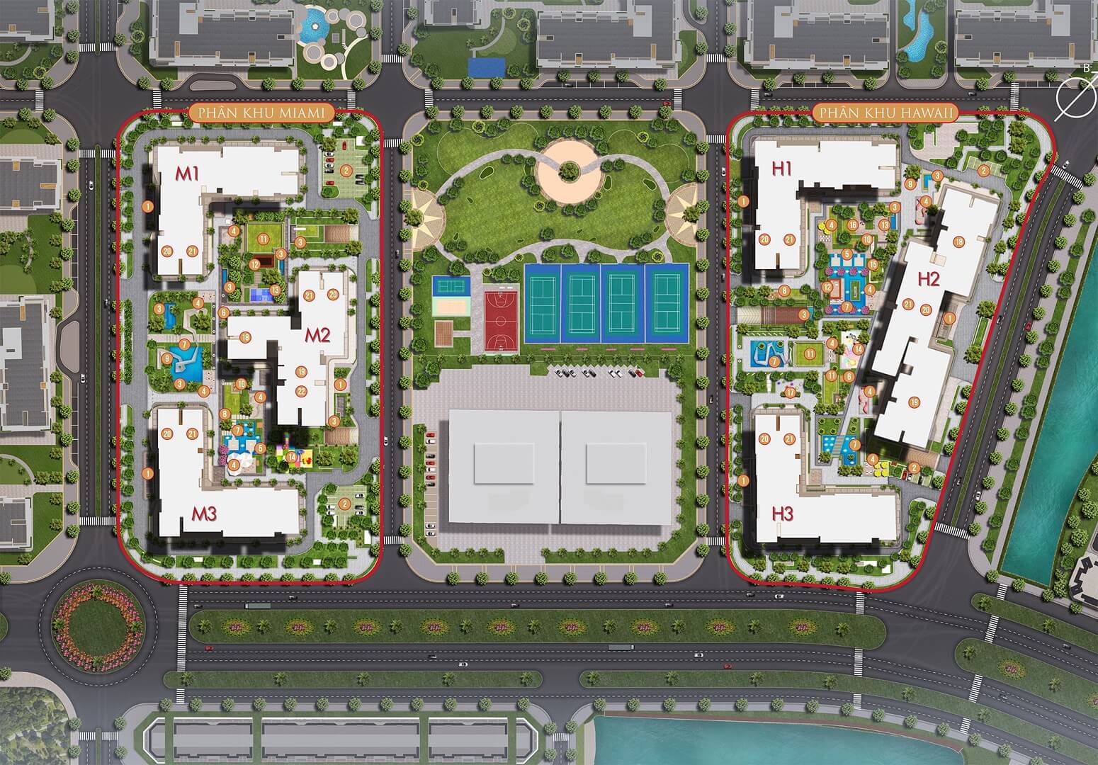 mặt bằng tổng thể dự án masteri waterfront ocean park