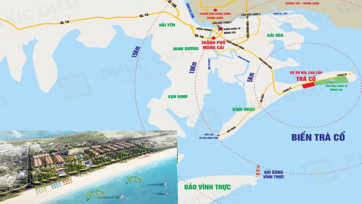 vị trí dự án trà cổ long beach luxury