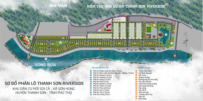 mặt bằng phân lô dự án thanh sơn riverside phú thọ